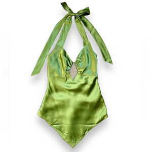 Vintage Jessica McClintock for Gunne Sax Satin Y2K Halter Top